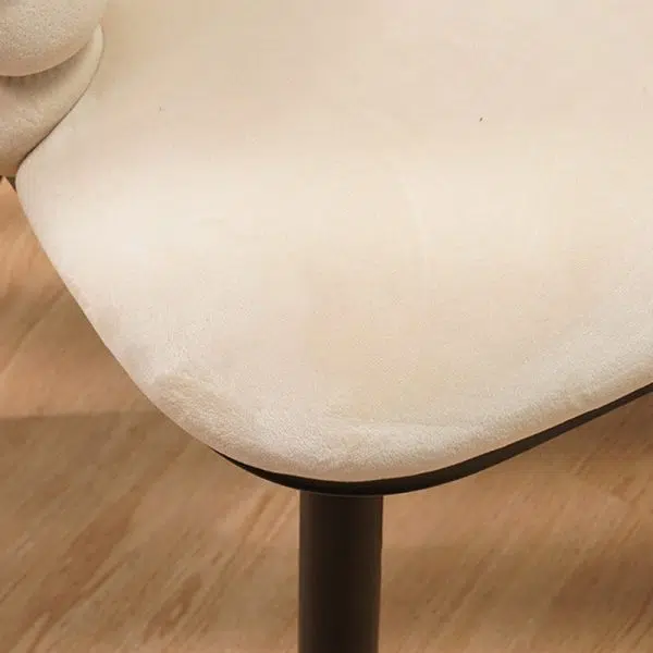 Contemporary Creative Trapezoidal Round Upholstered Bead String Backrest Velvet Carbon Steel Vanity Stool For Bedroom - Image 7