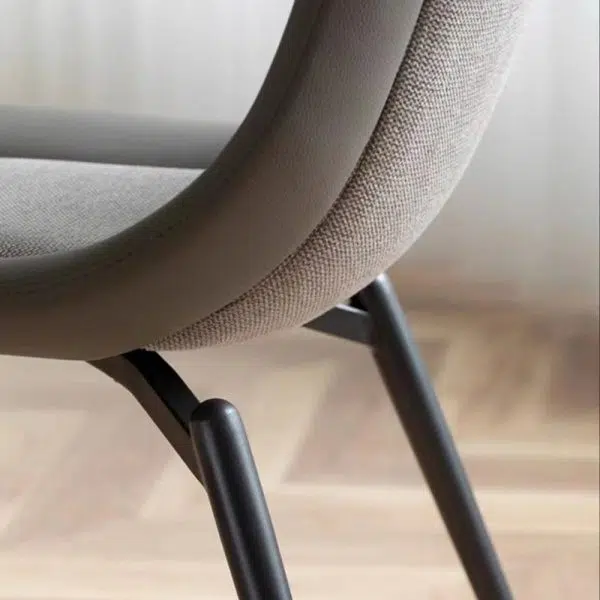 Contemporary Scandinavian Curved Leather Metal Tapered Legs Dining Chair Backrest For Dining Room - Image 13