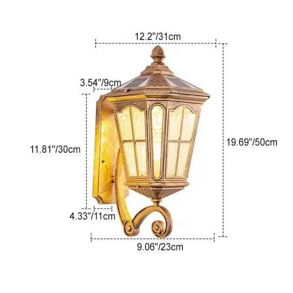 European Solar Outdoor Lantern Aluminum Glass Waterproof 1-Light Wall Sconce Lamp - Image 6