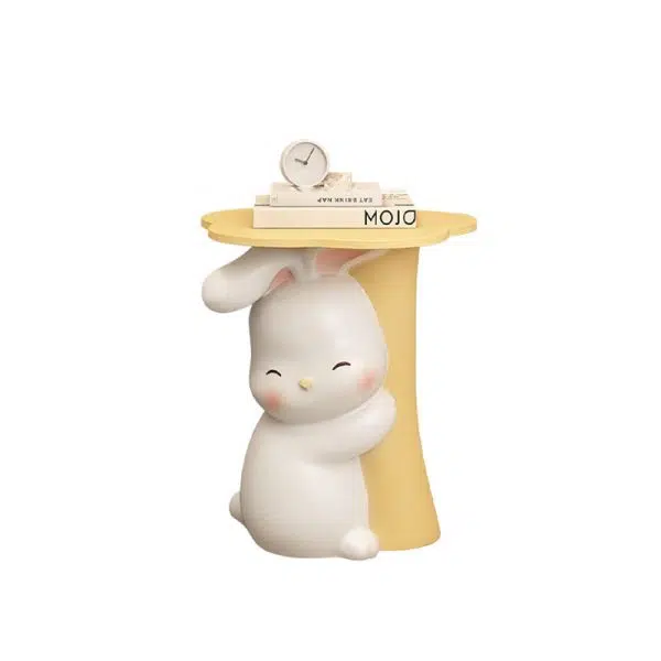 Contemporary Creative Kids Flower Rabbit Resin Wood End Table 1-Tray For Bedroom - Image 11