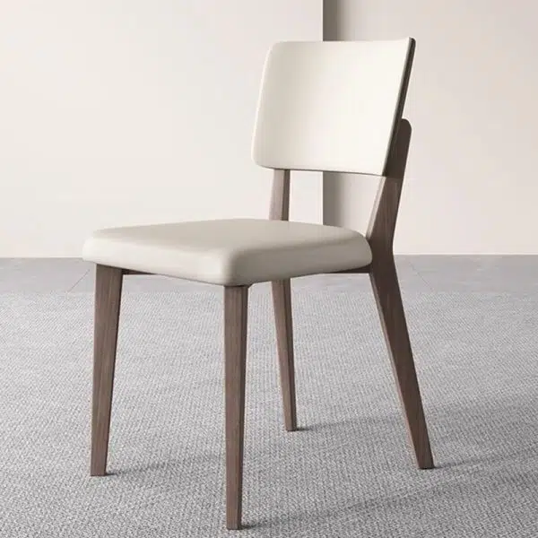 Contemporary Nordic Square Leather Solid Wood Frame Dining Chair Backrest For Dining Room - Image 9