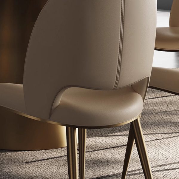 Contemporary Nordic Square Curved Upholstered Leather Stainless Steel Dining Chair Backrest For Dining Room - Image 7