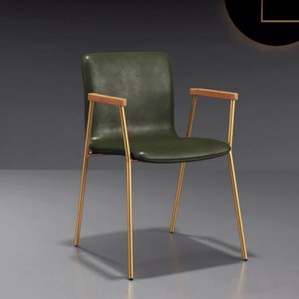 Contemporary Luxury Square Faux Leather Upholstered Dining Chair Backrest Armrest For Dining Room - Image 13