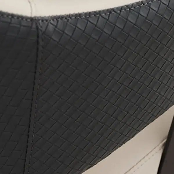 Contemporary Scandinavian Leather Carbon Steel Sponge Square Lozenge Dining Chair Backrest Armrest For Dining Room - Image 8