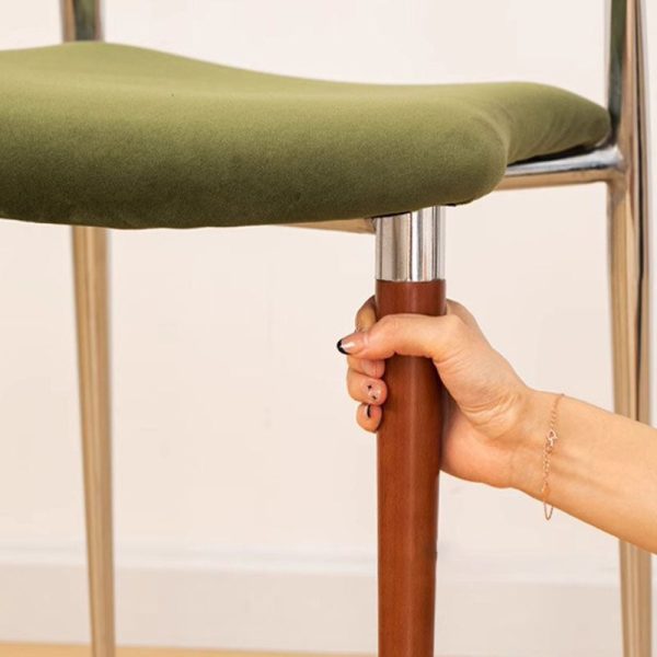 Contemporary Retro Beech Wood Iron Velvet Sponge Square Curved Dining Chair Backrest For Dining Room - Image 8