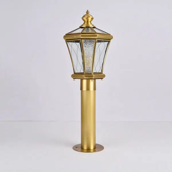 European Outdoor Glass Copper Lantern 1-Light Lawn Landscape Light - Image 6