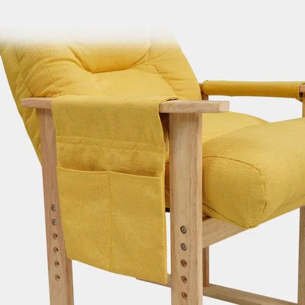 Contemporary Nordic Rectangular Fabric Wood Accent Chair Backrest Armrest For Living Room - Image 7