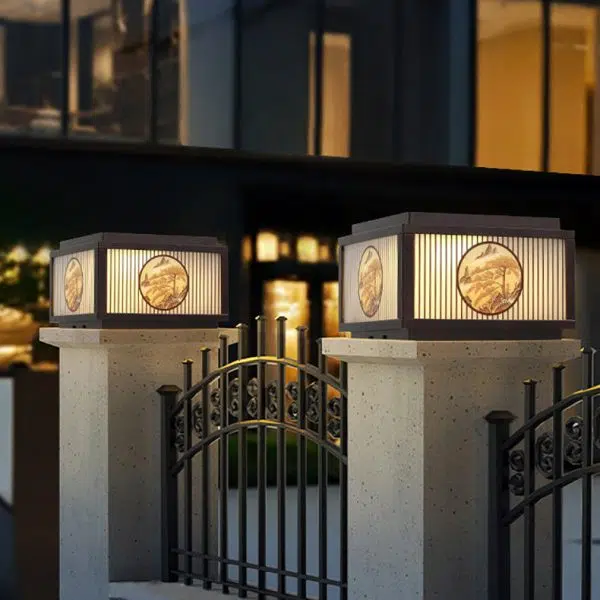 Modern Minimalist Solar Waterproof Square Aluminum Glass LED Post Head Light For Garden - Image 28