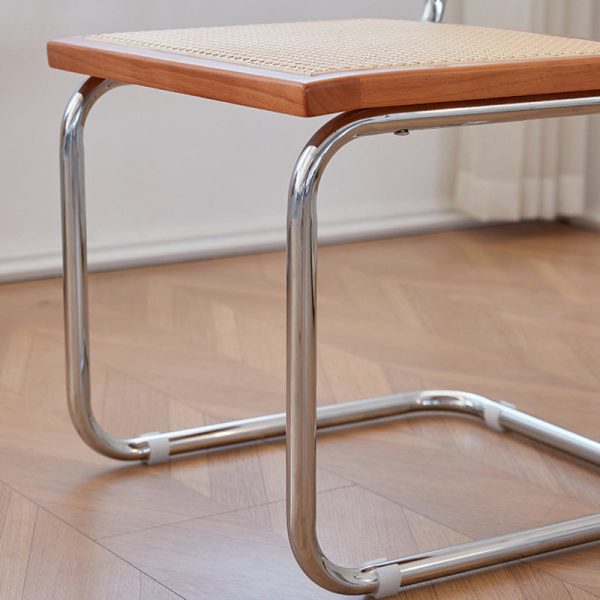 Contemporary Scandinavian Curved Back Solid Rattan Iron Dining Chair Backrest For Dining Room - Image 7