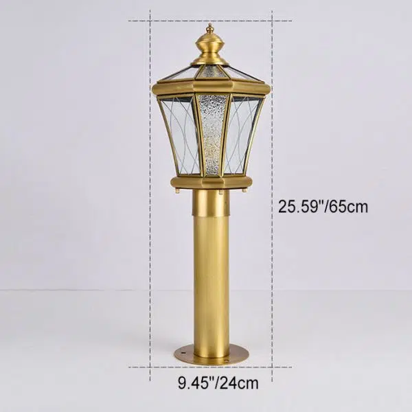 European Outdoor Glass Copper Lantern 1-Light Lawn Landscape Light - Image 8