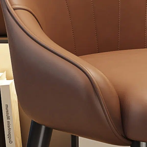 Contemporary Scandinavian Leather Carbon Steel Sponge Latex Square Dining Chair Backrest For Dining Room - Image 7