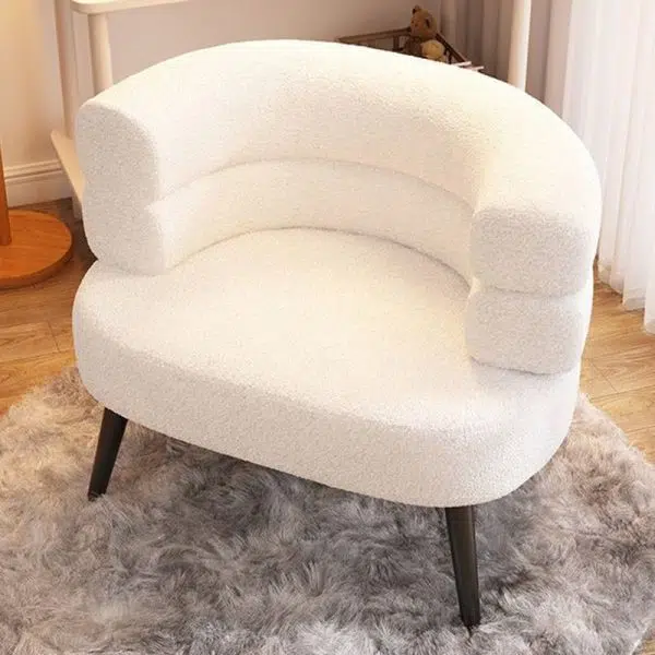 Contemporary Nordic Curved Lambswool Carbon Steel Legs Accent Chair Backrest For Living Room - Image 15