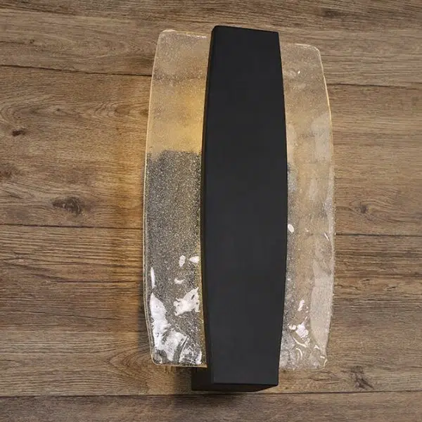 Modern Minimalist Rectangle Aluminum Glass LED Wall Sconce Lamp For Outdoor Patio - Image 9