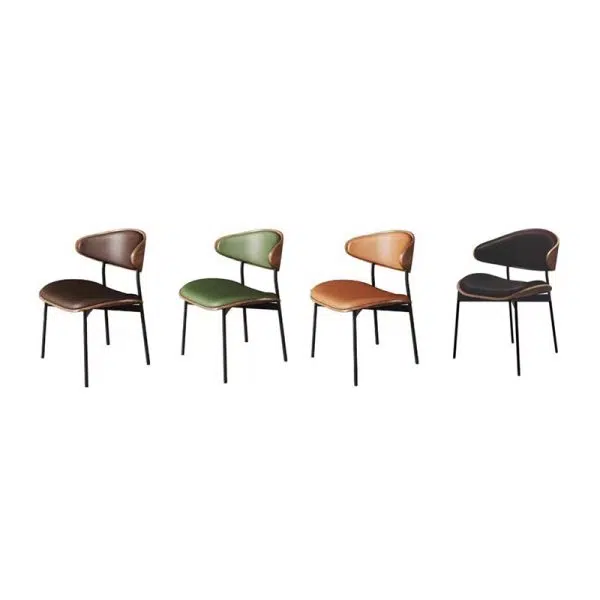 Contemporary Retro PU Wood Metal Sponge Square Curved Dining Chair Backrest For Dining Room - Image 22