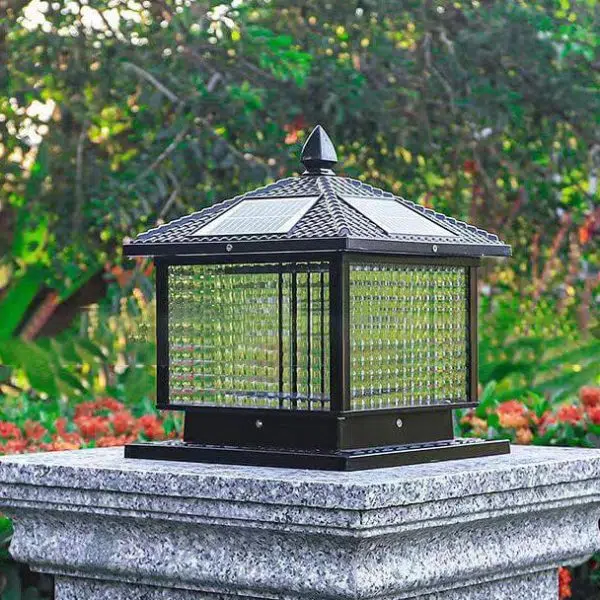 Modern Retro Square Die-Cast Aluminum Glass Solar Outdoor Garden Landscape Column Head Light - Image 16