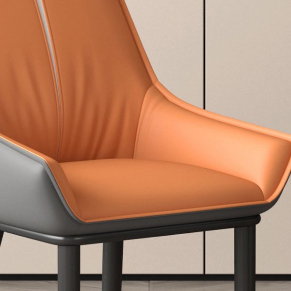 Contemporary Nordic Square Leather Upholstered Dining Chair Backrest Armrest For Dining Room - Image 7