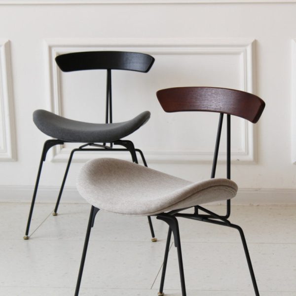 Contemporary Industrial Ant Arch Wood Rebar Leather Fabric Sponge Dining Chair Backrest For Dining Room - Image 14