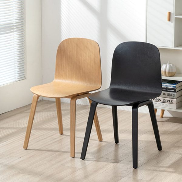 Contemporary Nordic Square Solid Wood Backrest Dining Chair For Dining Room - Image 2