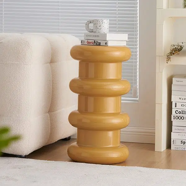 Contemporary Scandinavian Cylinder Frame Plastic Acrylic Vanity Stool 1-Leg For Bedroom - Image 12