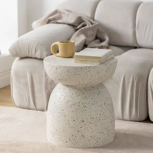 Contemporary Nordic Round Cylinder Magnesium Oxide End Table For Bedroom - Image 10