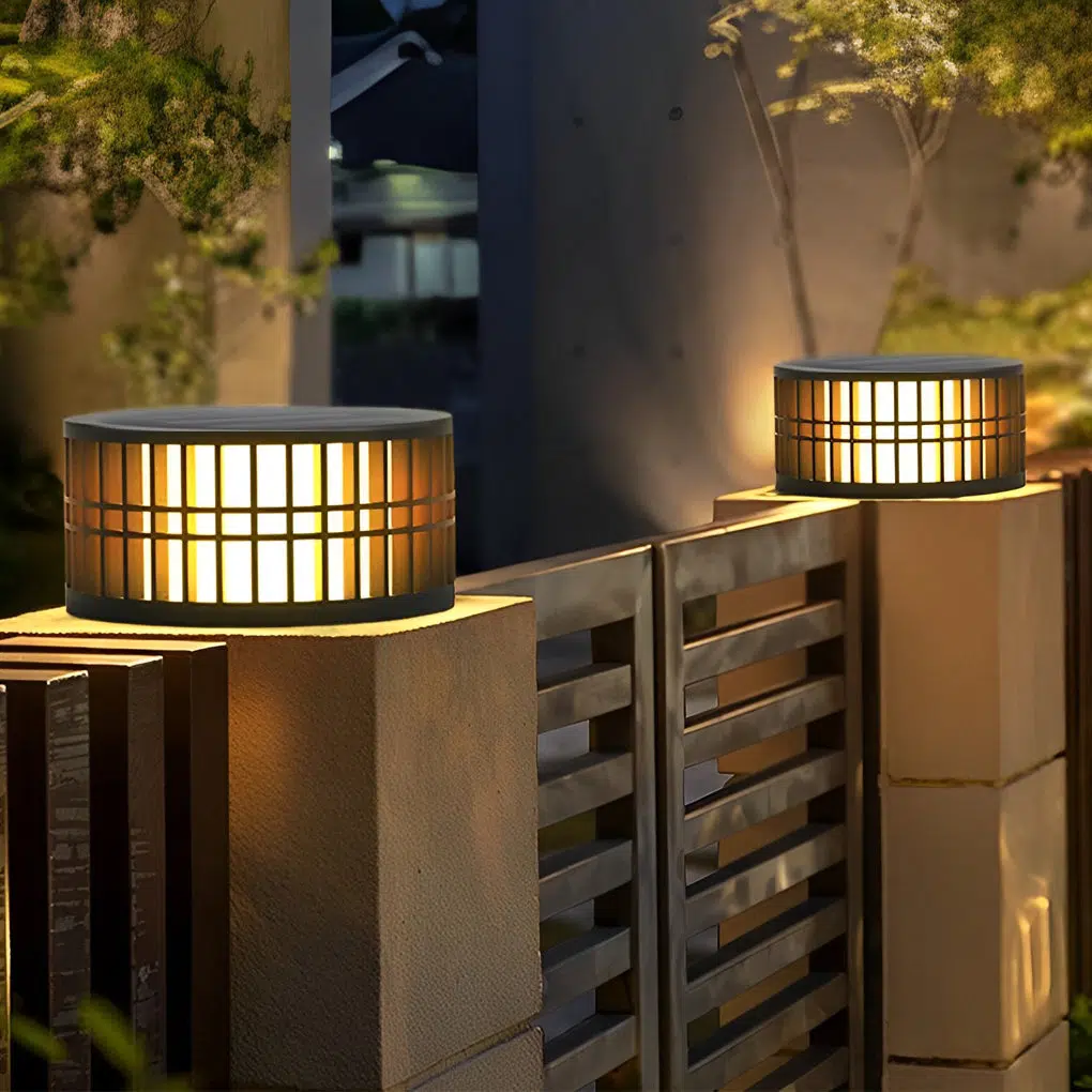 12-c140f105-218c-4028-ab1e-e3659b765116.jpg Round Creative Waterproof LED Black Modern Solar Fence Post Lights - Image 1