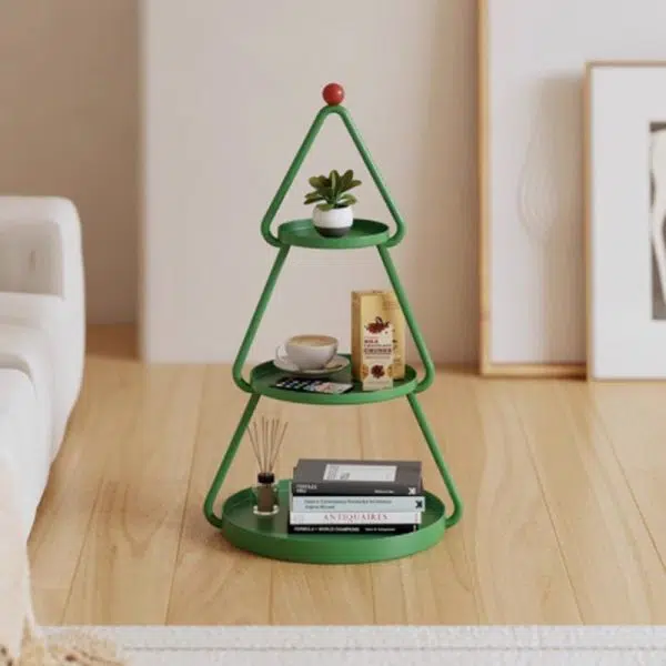 Contemporary Creative Round Iron End Table 3-Tier For Living Room - Image 9