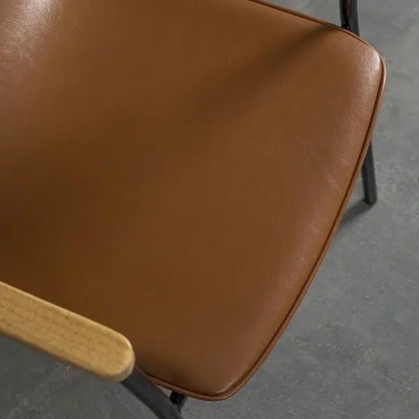 Contemporary Luxury Square Faux Leather Upholstered Dining Chair Backrest Armrest For Dining Room - Image 8