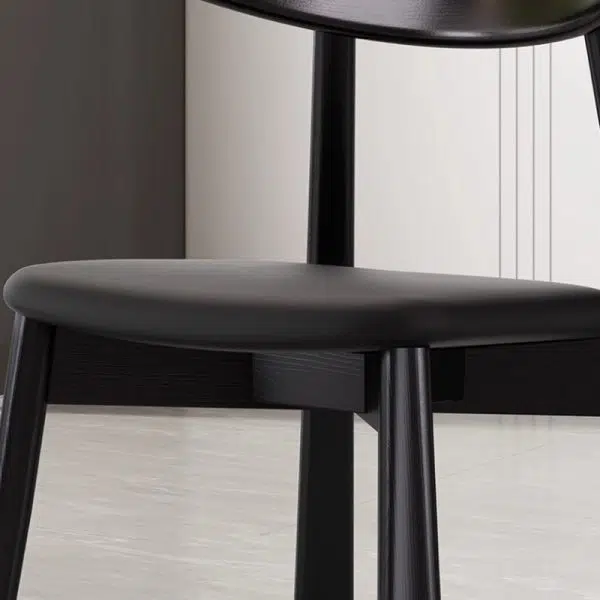 Contemporary Nordic Square Upholstered Curved Leather Wood Dining Chair Backrest For Dining Room - Image 7