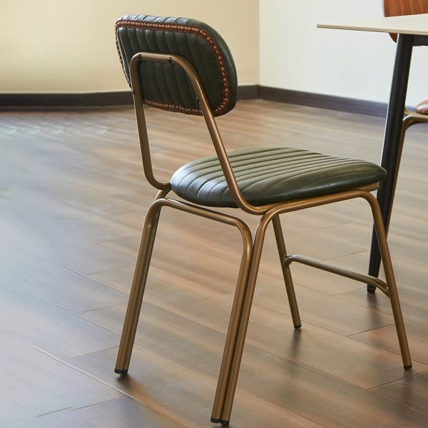 Contemporary Industrial Leather Iron Square Elliptical Stripe Dining Chair Backrest Footrest For Dining Room - Image 17