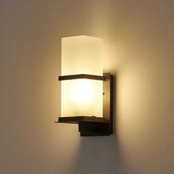 Industrial Outdoor Waterproof Column Frosted Glass Shade 1-Light Wall Sconce Lamp - Image 5