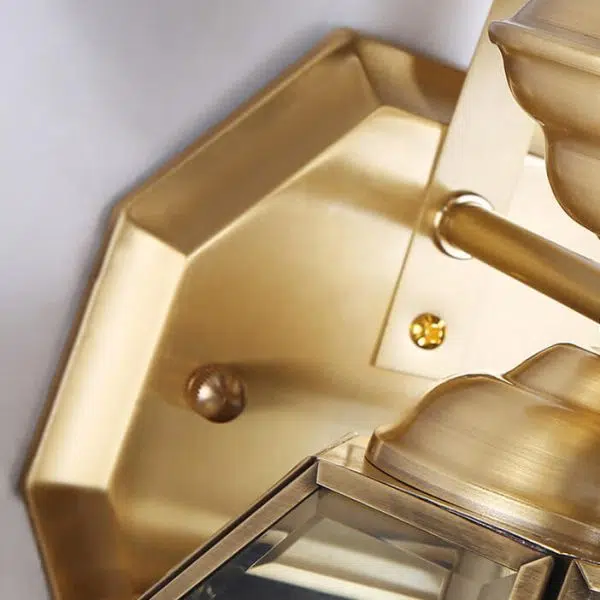 European Outdoor Hexagonal Cage Glass Copper 1-Light Waterproof Wall Sconce Lamp - Image 10