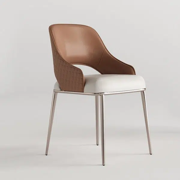 Contemporary Luxury Microfiber Leather Upholstered Carbon Steel Dining Chair Backrest For Dining Room - Image 14