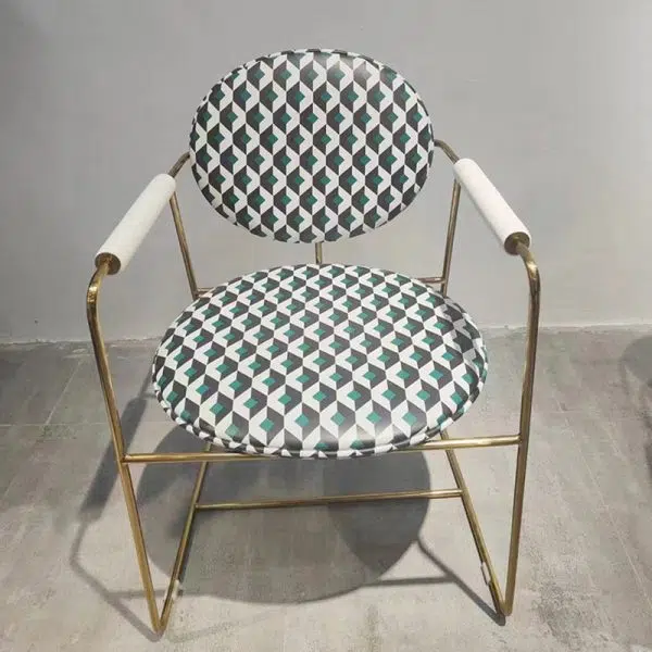 Contemporary Scandinavian Round Cushion Microfiber Leather Stainless Steel Dining Chair Backrest Armrest For Dining Room - Image 11