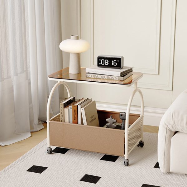 Contemporary Luxury Movable Rectangular Top Tempered Glass End Table 2-Tier For Living Room - Image 10
