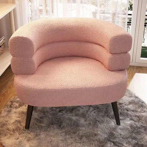 Contemporary Nordic Curved Lambswool Carbon Steel Legs Accent Chair Backrest For Living Room - Image 16