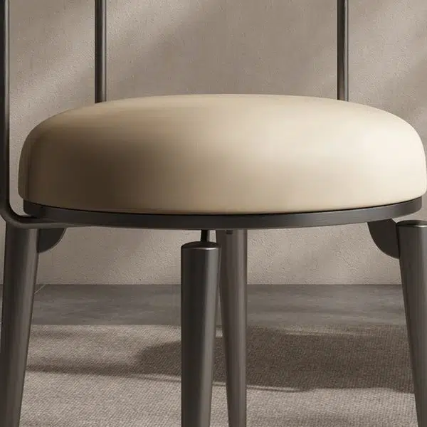 Contemporary Nordic Round Upholstered Leather Stainless Steel Dining Chair Curved Backrest For Dining Room - Image 6