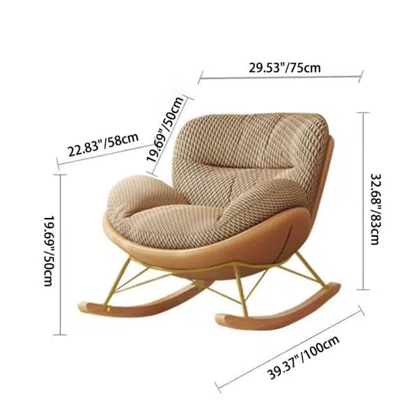 Contemporary Nordic Houndstooth Velvet Upholstered Carbon Steel Rocking Chair Backrest For Living Room - Image 5