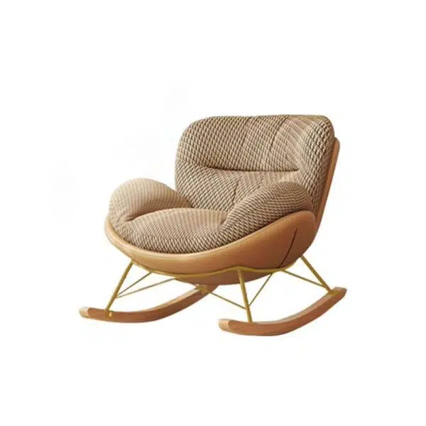 Contemporary Nordic Houndstooth Velvet Upholstered Carbon Steel Rocking Chair Backrest For Living Room - Image 12