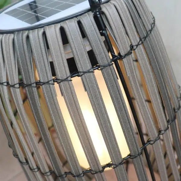 Modern Rustic Rattan Weaving Portable Outdoor Waterproof Solar LED Lawn Landscape Light - Image 7
