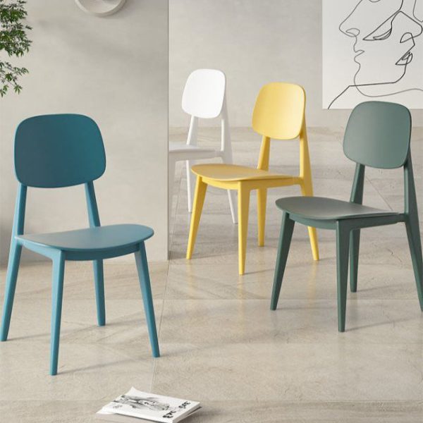 Contemporary Scandinavian Macaron Plastic Square Dining Chair Backrest For Dining Room - Image 17