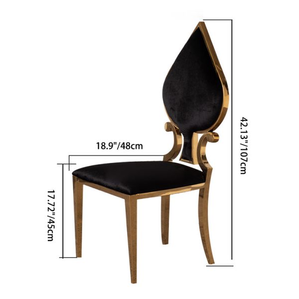 Contemporary Creative Spade Hearts Plum Square Velvet Titanium Dining Chair Backrest For Living Room - Image 4
