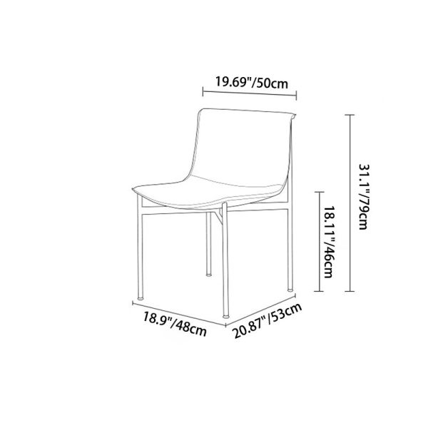 Contemporary Nordic Square Curved Leather Stainless Steel Dining Chair Backrest For Dining Room - Image 4