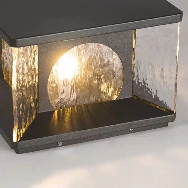 Modern Minimalist Solar Waterproof Rectangle Stainless Steel Glass LED Post Head Light For Outdoor Patio - Image 9