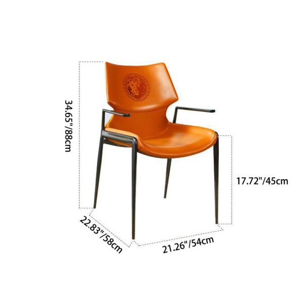 Contemporary Luxury Leather Metal Tapered Legs Dining Chair Backrest For Living Room - Image 5