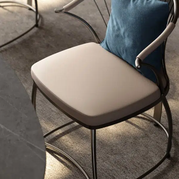 Contemporary Luxury Curved Stainless Steel Leather Chair Backrest Armless For Living Room - Image 7