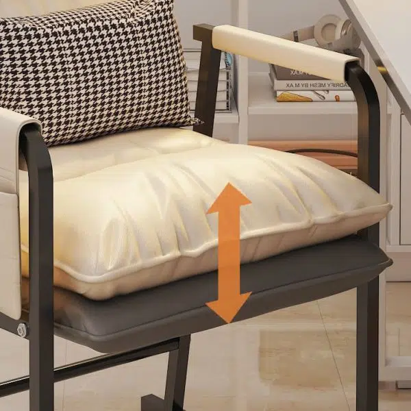 Modern Minimalist Rectangular Leather Steel Chair Backrest Armrest For Living Room - Image 6