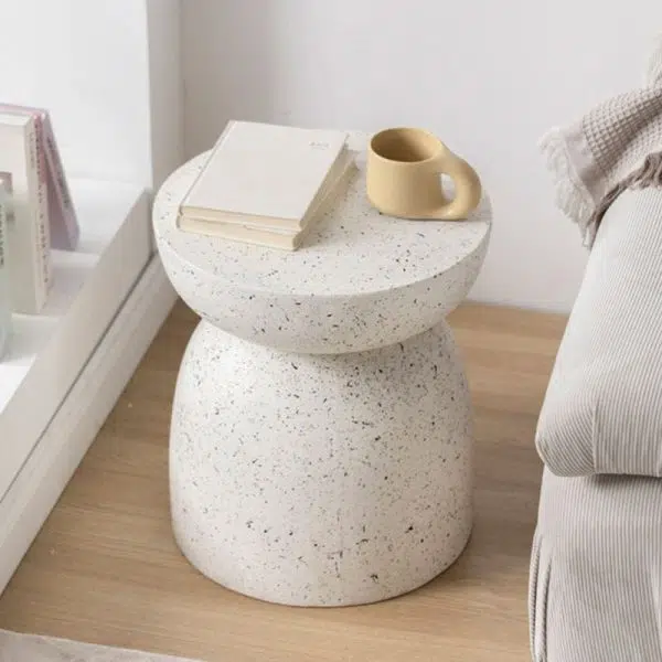 Contemporary Nordic Round Cylinder Magnesium Oxide End Table For Bedroom - Image 2