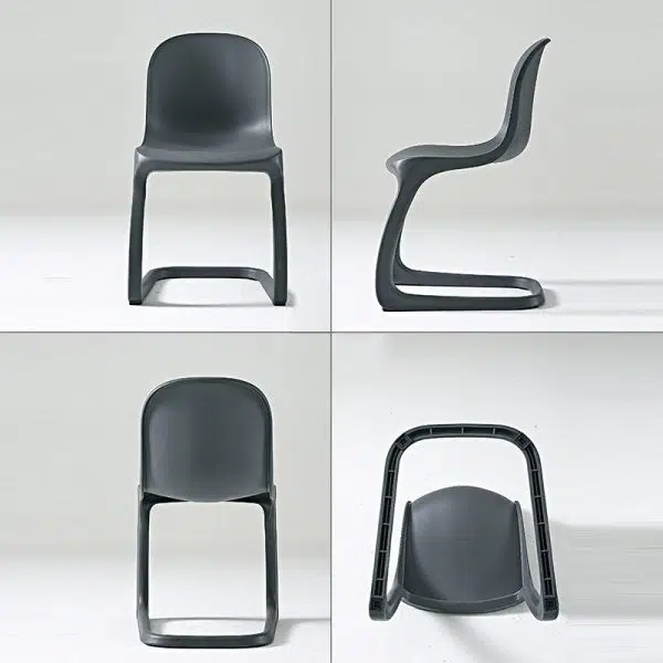 Contemporary Scandinavian Bow Frame Plastic Billet Steel Dining Chair Backrest For Dining Room - Image 9