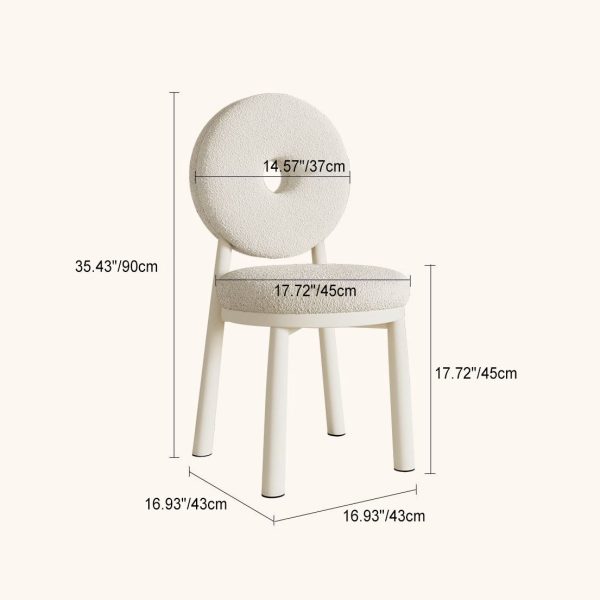 Contemporary Nordic Lambswool Carbon Steel Sponge Round Dining Chair Backrest For Dining Room - Image 5