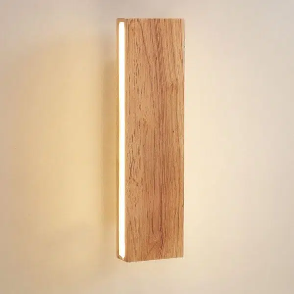 Japanese Minimalist Log Rectangular Flat Rotatable LED Wall Sconce Lamp - Image 19